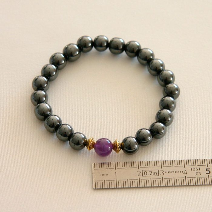 Bracelet perles d'hématite et améthyste – Image 2