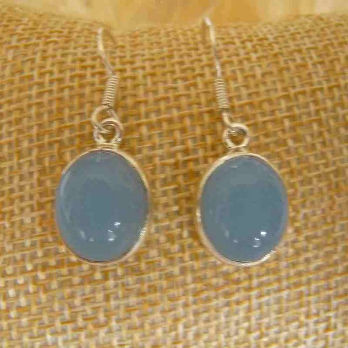 Boucles d'oreilles calcédoine et argent 925
