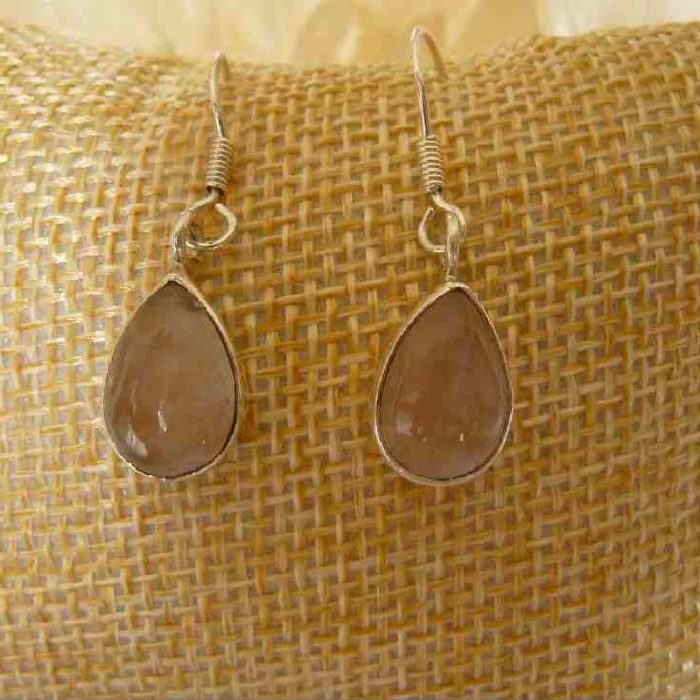 Boucles d'oreilles quartz rose et argent 925