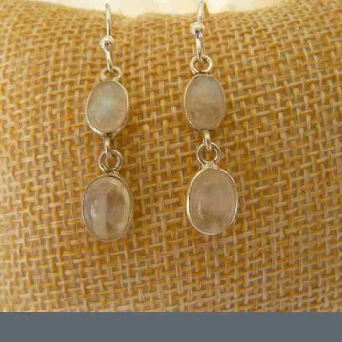 Boucles d'oreilles Pierre de Lune et argent 925